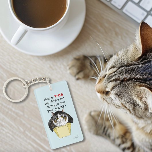 Porte-clés Drôle Chubby Tabby Boîte à chat