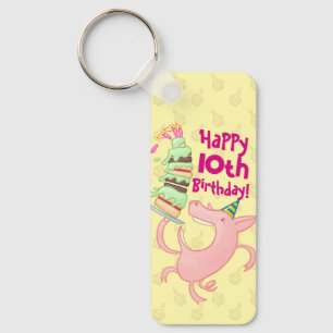 Porte-clés Drôle Cochon Ajouter L'Âge Géant Caricature Gâteau