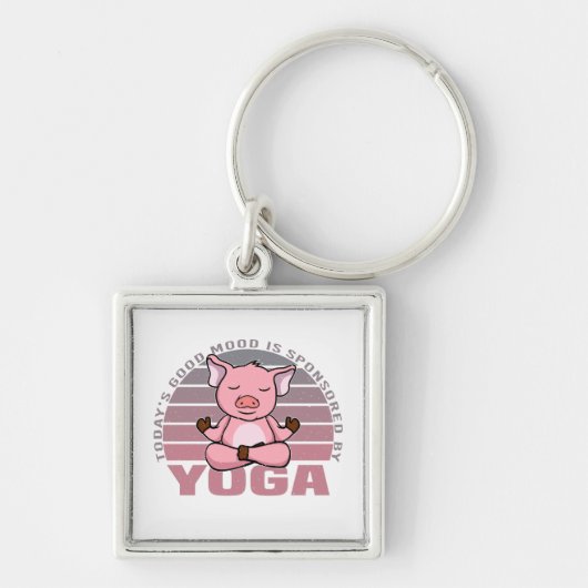 Porte-clés Drôle cochon mignon faisant du yoga. drôles de yog (Devant)