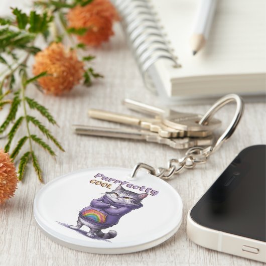 Porte-clés Drôle Cool" Chat (Devant droit)