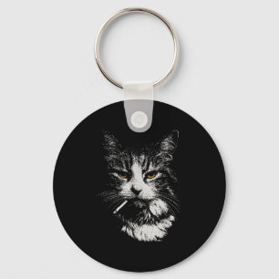 Porte-clés Drôle Cool Chat Fumer Mème Drôle Cat Ga