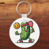 Porte-clés Drôle cornichon jouant au pickleball (Recto)