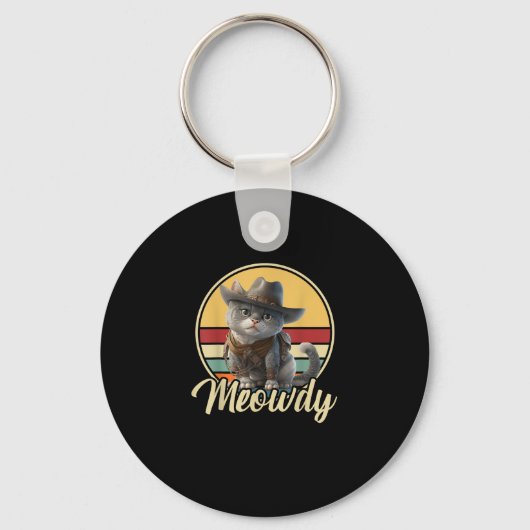 Porte-clés Drôle Cowboy Cat Mashup Meow Howdy Kitten Lovers M (Recto)