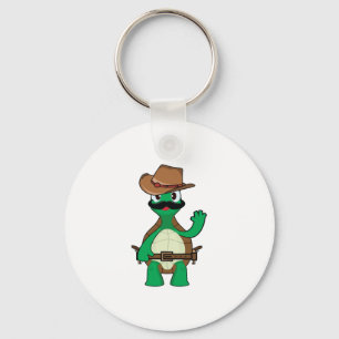 Porte-clés Drôle cowboy tortue sherrif