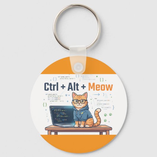 Porte-clés Drôle Ctrl Alt Miaou Chat Programmeur Python Codeu (Recto)