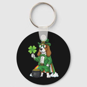 Porte-clés Drôle de Basset Leprechaun Saint-Patrick