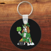 Porte-clés Drôle de Basset Leprechaun Saint-Patrick (Recto)