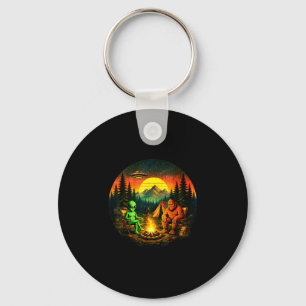 Porte-clés Drôle de bigfoot alien camping rétro ovni feu de c
