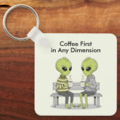Porte-clés Drôle de café et d'aliens (Recto)