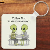 Porte-clés Drôle de café et d'aliens (Verso)
