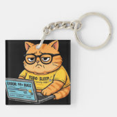Porte-clés drôle de chat orange programmeur (Dos)