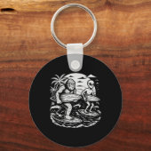 Porte-clés Drôle de Cryptide Bigfoot Alien Surfant Ufo Plage (Recto)