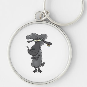 Porte-clés drôle de dessin humoristique de mouton noir