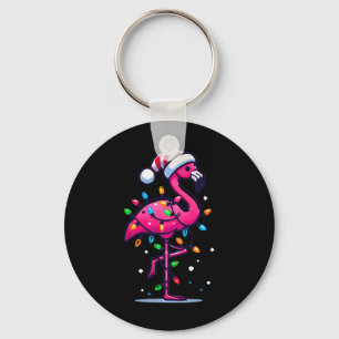 Porte-clés Drôle de Flamant Rose Tropical Noël en Juillet Haw