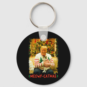 Porte-clés Drôle de Noël Trump Amoureux de Chat Meowy Catmas