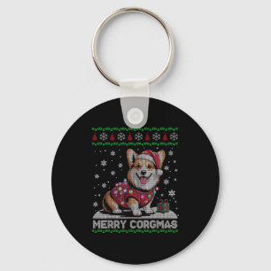 Porte-clés Drôle de Père Noël Corgi Chien Joyeux Corgmas Swea