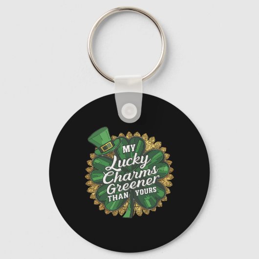 Porte-clés Drôle de St Patrick Mon Charme Chanceux Plus Vert (Recto)