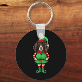 Porte-clés Drôle d'elfe de Noël Chien Springer Spaniel Anglai (Recto)