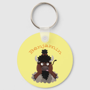 Porte-clés Drôle dessin animé de bison de buffle