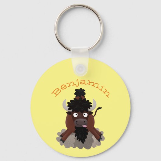 Porte-clés Drôle dessin animé de bison de buffle (Recto)