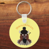 Porte-clés Drôle dessin animé de bison de buffle (Verso)