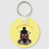 Porte-clés Drôle dessin animé de bison de buffle (Verso)