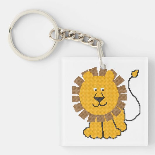 Porte-clés Drôle dessin animé de point de croix Lion (Devant)