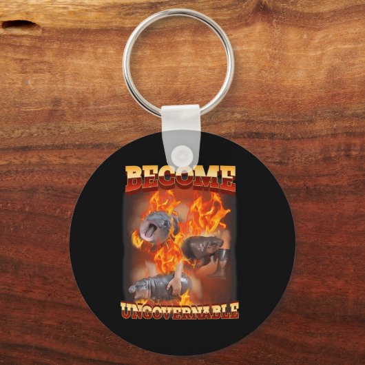 Porte-clés Drôle Devient Ingouvernable Moo Deng Dans Le Ba De (Recto)