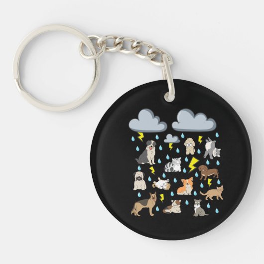 Porte-clés Drôle d'expression anglaise Il pleut des chats et  (Devant)