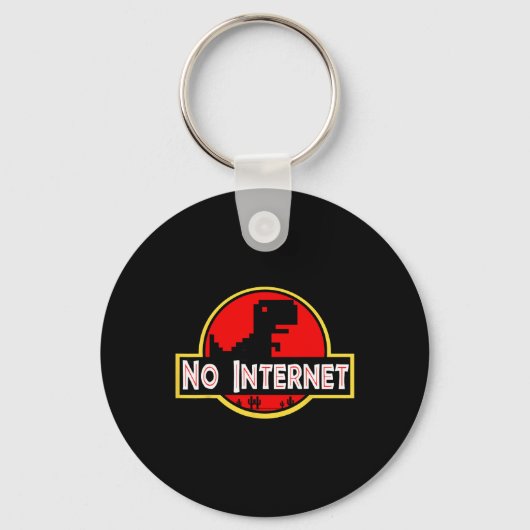 Porte-clés Drôle Dinosaure Nerveux Pas d'Internet Informatiqu (Recto)