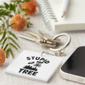 Porte-clés Drôle Disque Golf Devis Stupid Tree (Devant Droit)