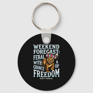 Porte-clés Drôle d'ours grizzly patriotique d'été liberté hom