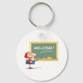 Porte-clés Drôle enseignant de dessin animé Bienvenue à l'éco (Recto)