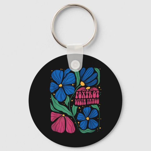 Porte-clés Drôle Foxtrots Deltas Tangos Flower Boho (Recto)