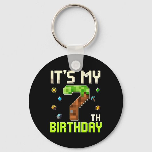 Porte-clés Drôle garçon d'anniversaire C'est mon 7ème anniver (Recto)