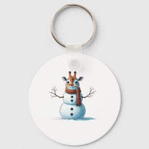 Porte-clés Drôle Giraffe Snowman Scarf Noël Femme Hommes