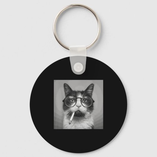 Porte-clés Drôle Graphisme Chat Fumer Adulte Amusant (Recto)