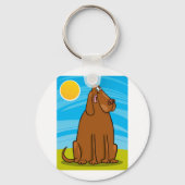 Porte-clés Drôle gros chien Brown assis au soleil (Verso)