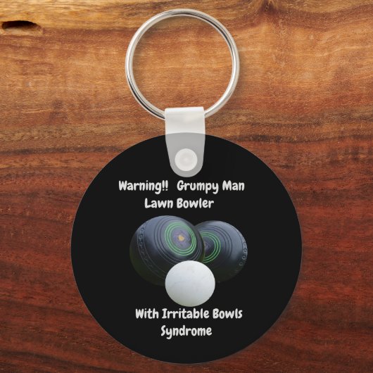 Porte-clés Drôle Grumpy Homme Pelouse Bowler, Clavier (Verso)