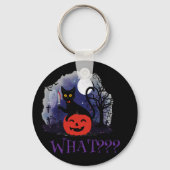 Porte-clés Drôle Halloween Bewitched Chat noir Quoi? (Recto)