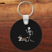 Porte-clés Drôle Halloween Cardigan Welsh Corgi Et Skeleton (Recto)