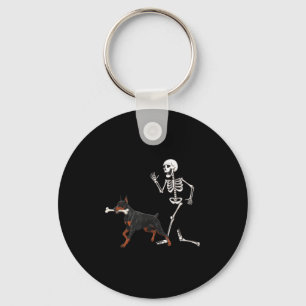 Porte-clés Drôle Halloween Doberman Nscher Et Skeleton