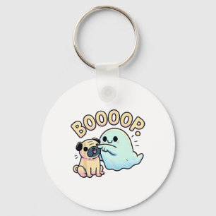Porte-clés Drôle Halloween Fantôme Carlin Boop Silencieux Chi