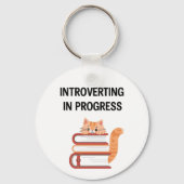 Porte-clés Drôle "Introverti en formation" avec chat (Recto)