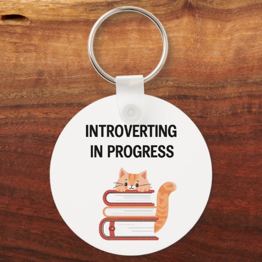 Porte-clés Drôle "Introverti en formation" avec chat (Recto)