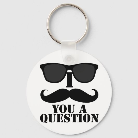 Porte-clés Drôle Je Vous Moustache Une Question Lunettes de s (Recto)