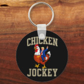 Porte-clés Drôle Jockey de poulet Trump (Recto)
