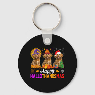 Porte-clés Drôle Joyeux Hallothanksmas Caniche Chien Hallowee