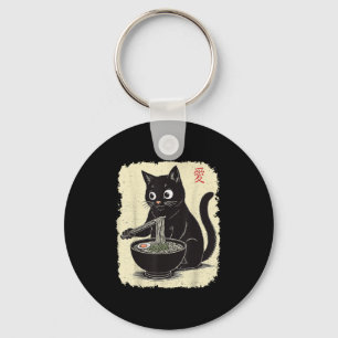 Porte-clés Drôle Kitten Manger Ramen Japonais Kawaii Anime Ca