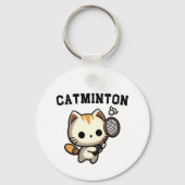 Porte-clés Drôle Kitty Chat Jouer Badminton Lover (Recto)